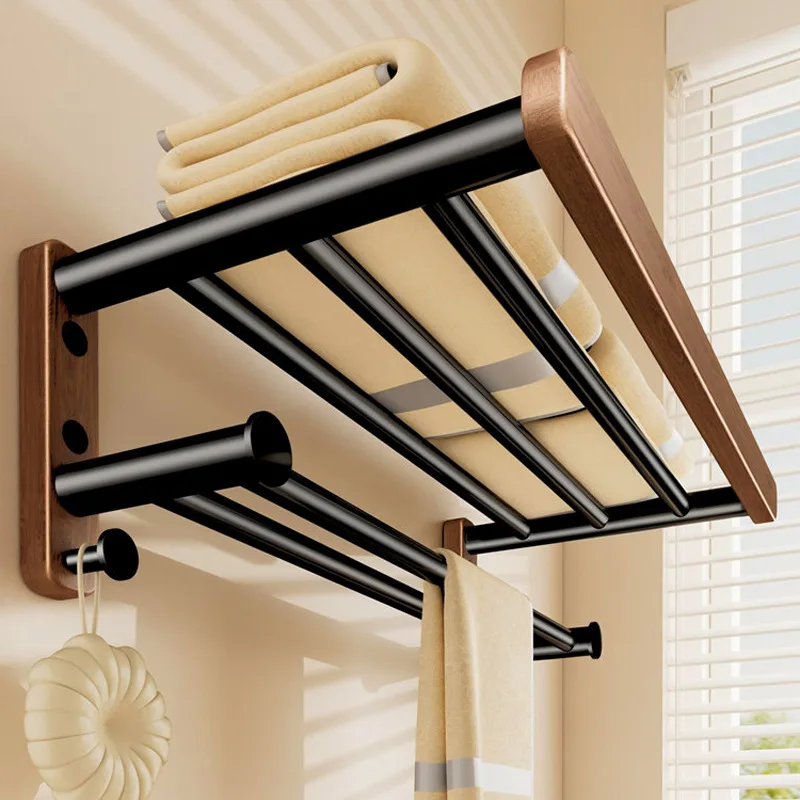 

Полка для полотенец из орехового дерева без сверления, антикварная, для ванной комнаты, интегрированная, для хранения унитаза, для банных полотенец