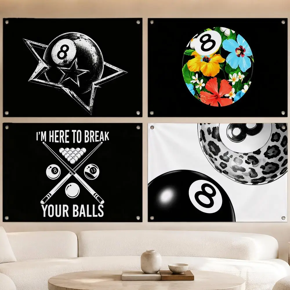 Game Retro Magic 8 Ball Flags Fan Banner Tapestry Wall Hanging Garage BarDorm Camp Party Outdoor Home Decor Gift