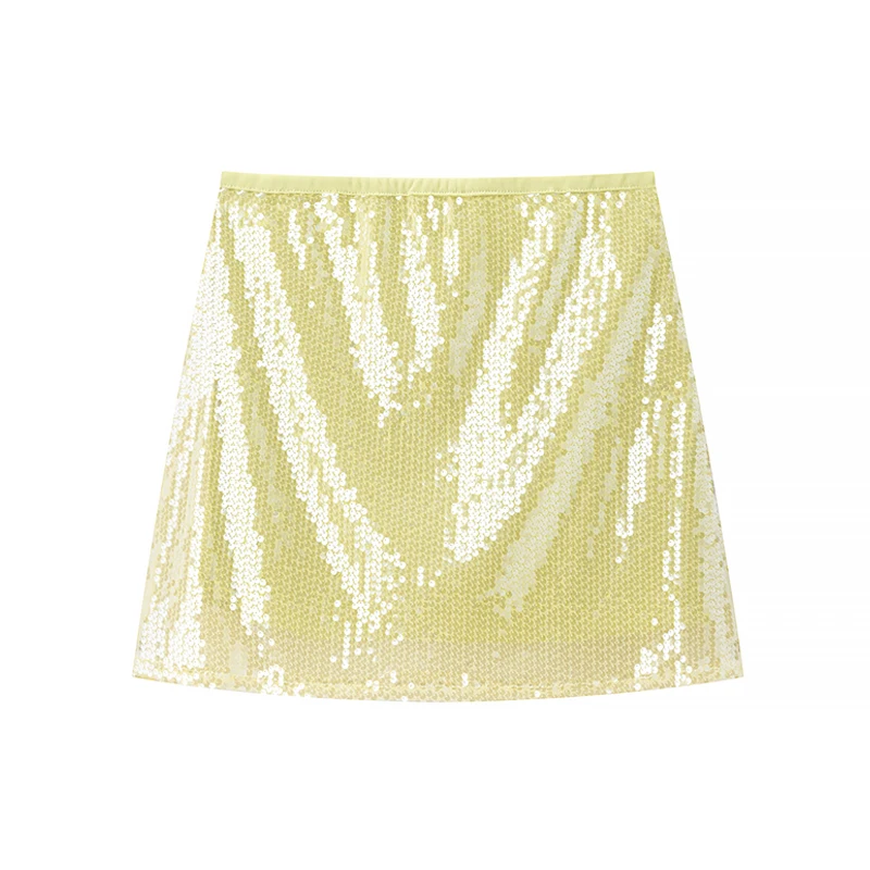 MUJER 2025 Sequin Mini Skirt Women Glitter Luxury Short Skirts for Woman Semi Sheer Party Women's Skirt Cylinder Mid Waist Skirt