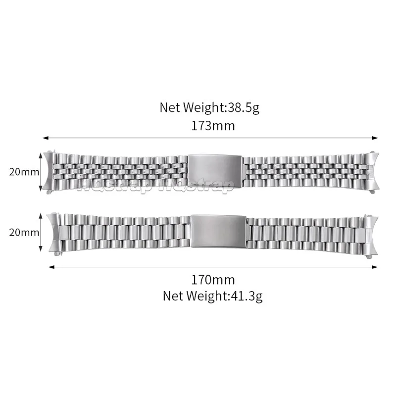 Gebogenes Edelstahl-Uhrenarmband 18/20mm, zwei Ausführungen, Metallglieder, Universalarmband für Rolex und Seiko, Faltschließe – Detail 9