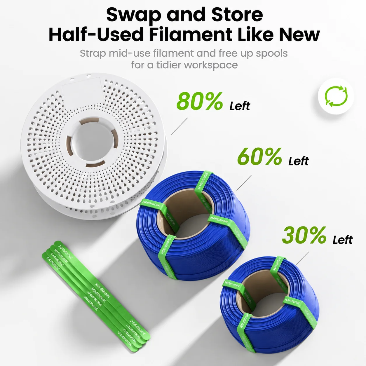 LANDU Reusable Filament Spool For Bambu Lab 3D Printer Refill Quick Swap Spool Holder Eco Friendly Reusable Empty Spool