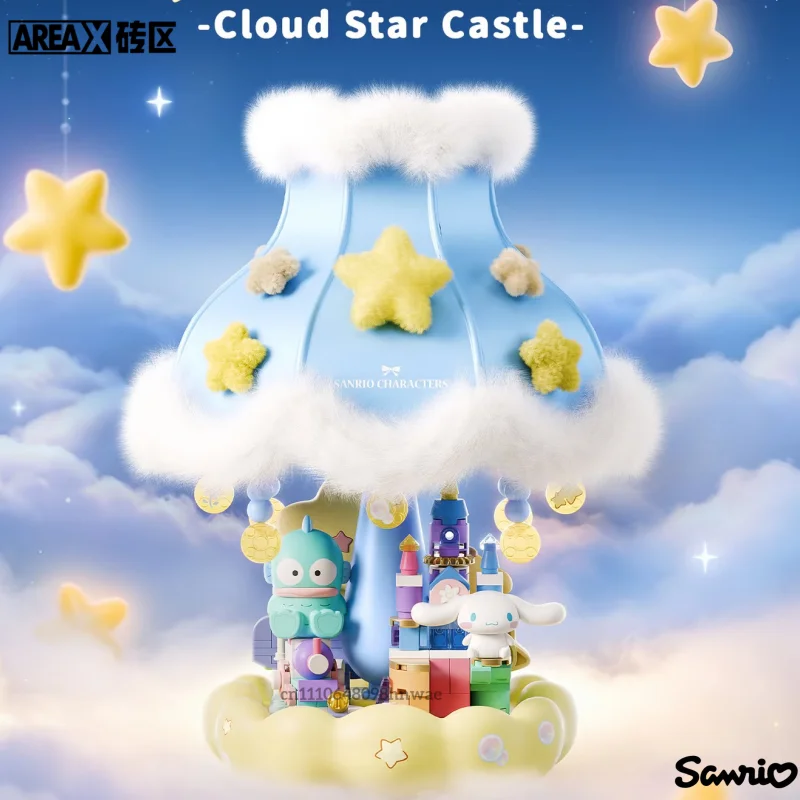 AREA-X Authentic Sanrio Building Blocks My Melody Hangyodon Rechargeable Hello Kitty Desk Lamp Assembly Toy Model Ornament Gift
