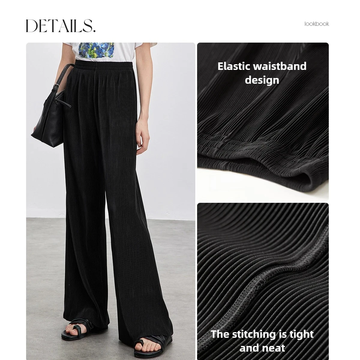 SENTUBILA Urban Simple Commute Pants Women 2025 Autumn Casual Trousers Elastic Waist Pleated Wide Leg Female Pants 151K58967X