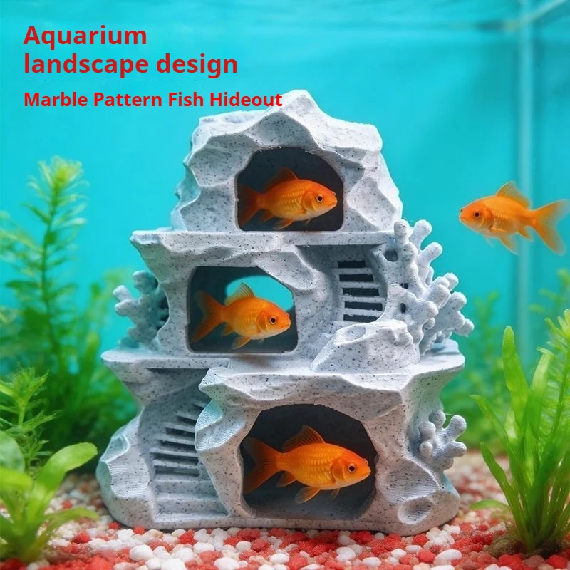 

Rock house fish tank shelter hole, small fish tank landscaping ornaments, aquarium rockery landscaping, fish tank supplies