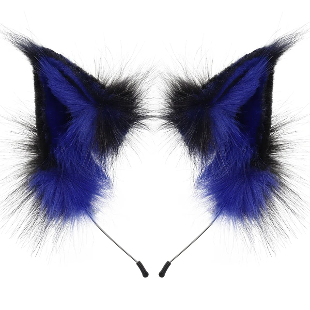 Animal Faux Fur Fox Wolf Ear Headband Furry Handmade Hairband Headwear Costume Cosplay Accessories 6