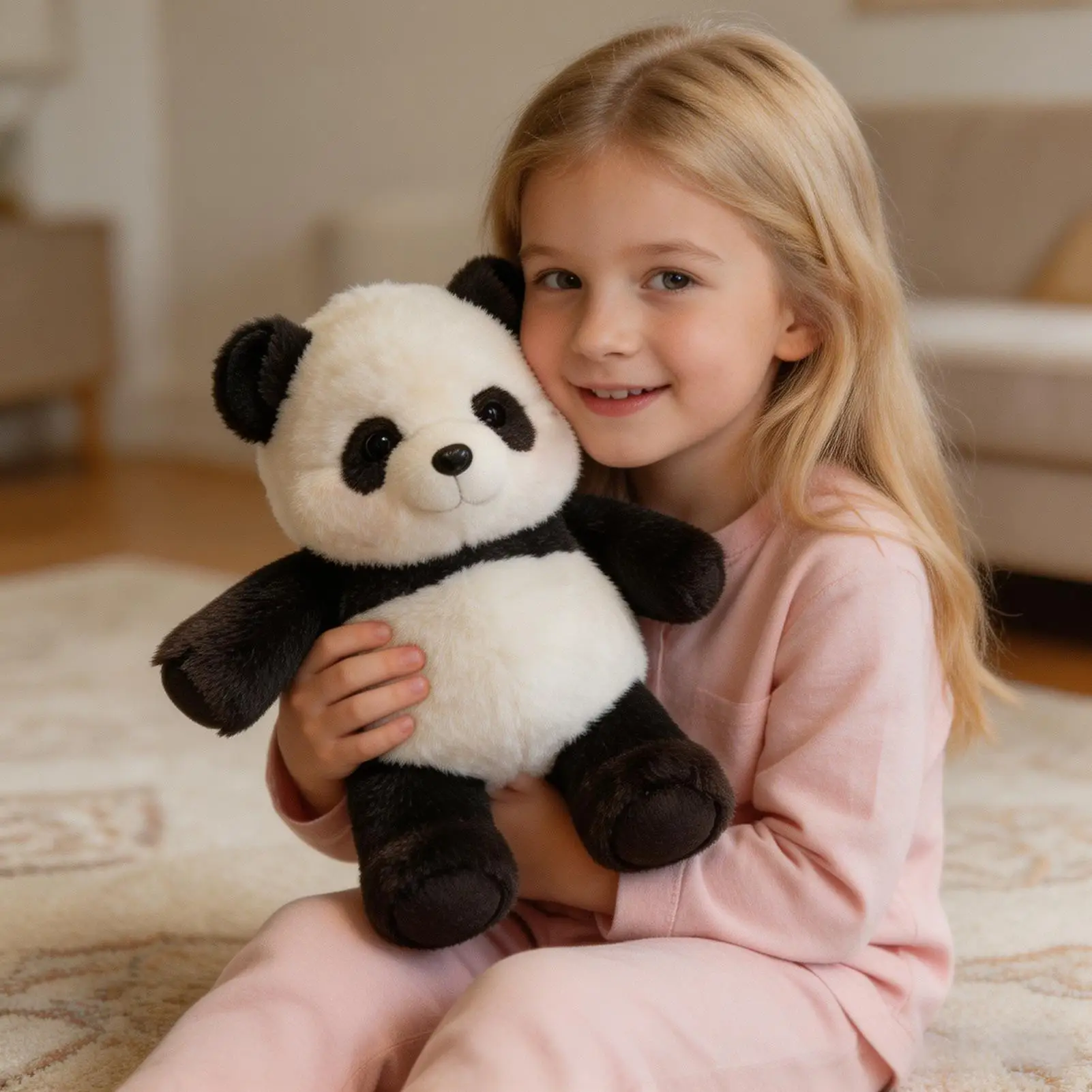 

Realistic Cute Panda Stuffed Animal 17.7in Running Plush Dolls Kids Fun Throw Pillow For Couch Sofa Desk Bed Home Office Nursery
