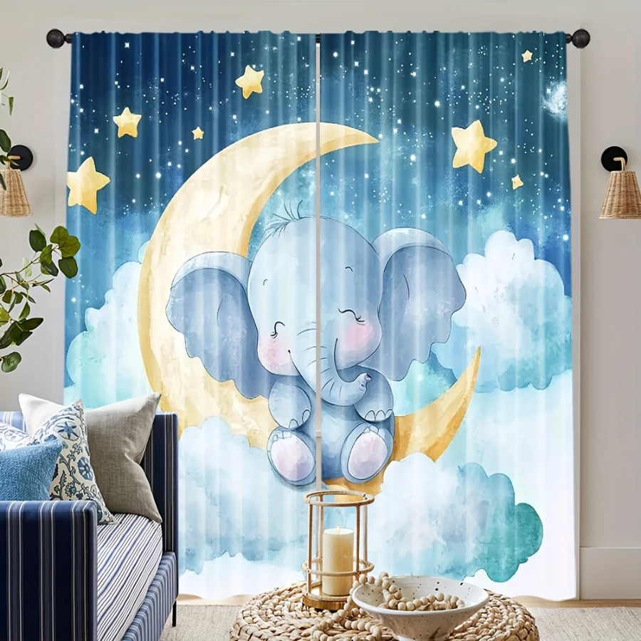 2PCS Digital Print Curtain, Cu - đánh giá và giá Baby Nursery Elephant