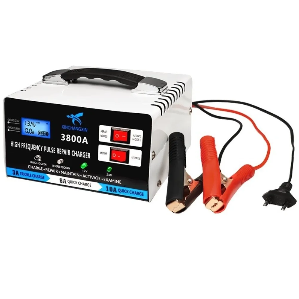 12V Full Automatic Car Battery Charger 24V Lead Acid Battery Fast Charger EU Plug High Power Repair Battery Charger