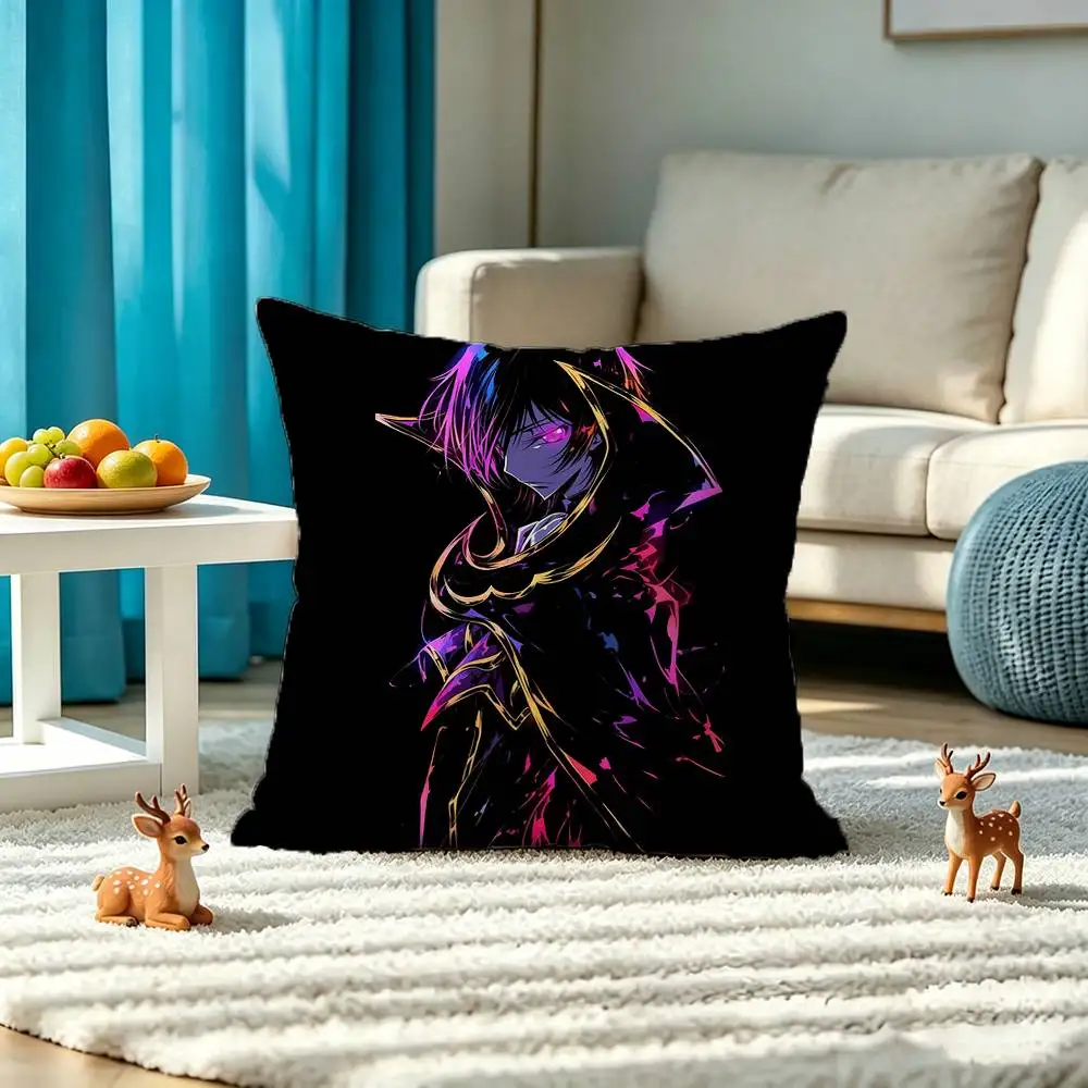 Code Geass Lelouch vi Britannia Square Double-Sided printed Pillow Case Bedroom Bedside Pillow Sofa Cushion Cover