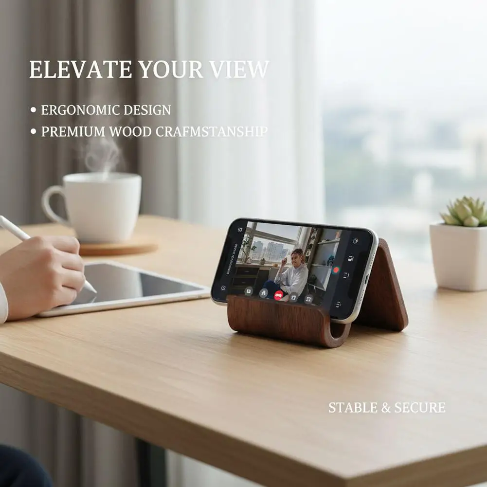 Wooden Phone Holder Universal Desktop Stand Walnut Wood Creative Cell Phone Support For iPhone Samsung Office Decor 2026