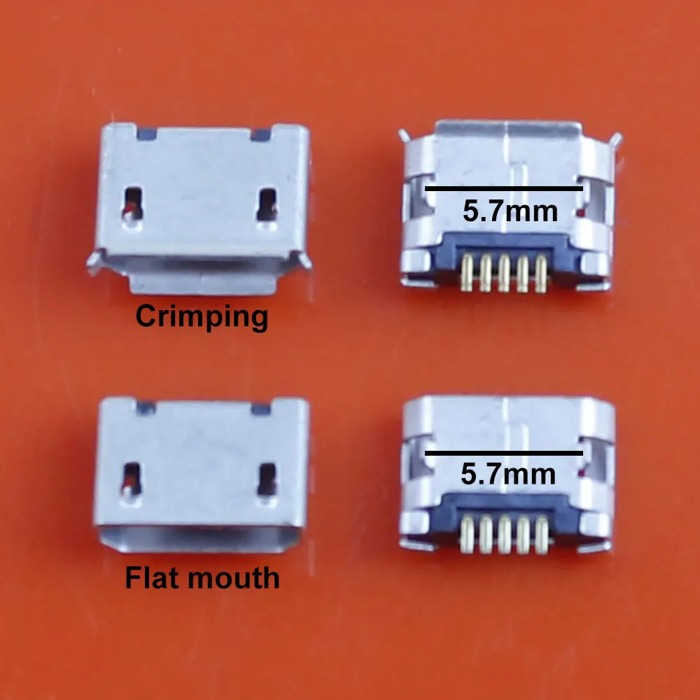 JCD 50pcs Micro USB Mini Charger Connector 5pin 5.7mm Long needle 5P DIP2 Data Port Charging Dock For Mobile end Plug