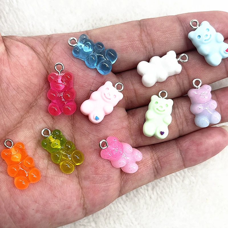 NEW 10pcs/lot Candy Bear Pendant Charms for Necklace Bracelet Earrings Jewelry Making Diy Findings Resin Bears Christmas Making