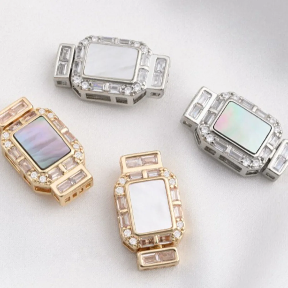 

Natural White Butterfly Shell Black Color Shell Copper Clasps 14K Gold Color DIY Pearl Necklace Sweater Chain Connecting Buckle