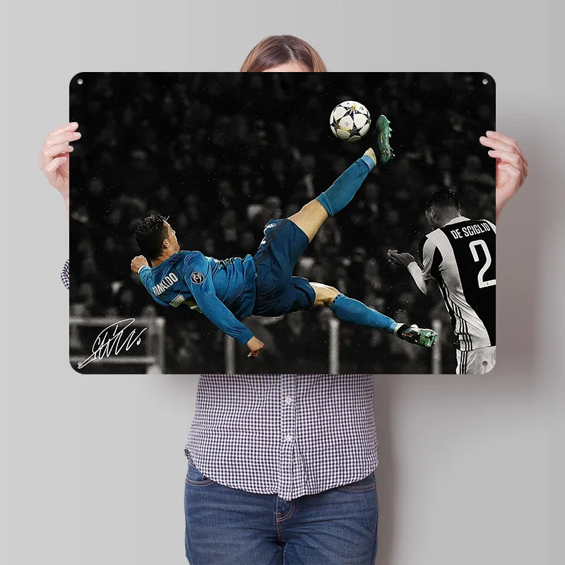 Cristiano Ronaldo 3D Printed Texture Poster Personalized Wall Art Retro Metal Tin Signs for Bedroom Decorations Decoration Room