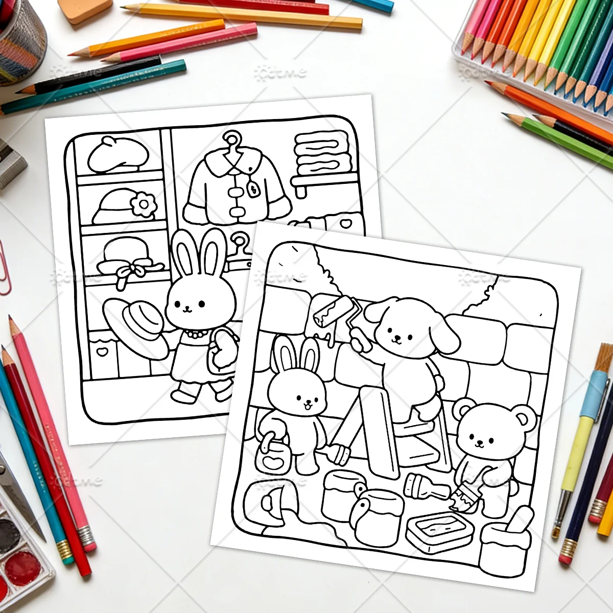 FURRY ANIMALS Malbuch für Erwachsene mit niedlichen, gemütlichen täglichen Aktivitäten zur Entspannung (Cozy Spaces Coloring) – Detail 7