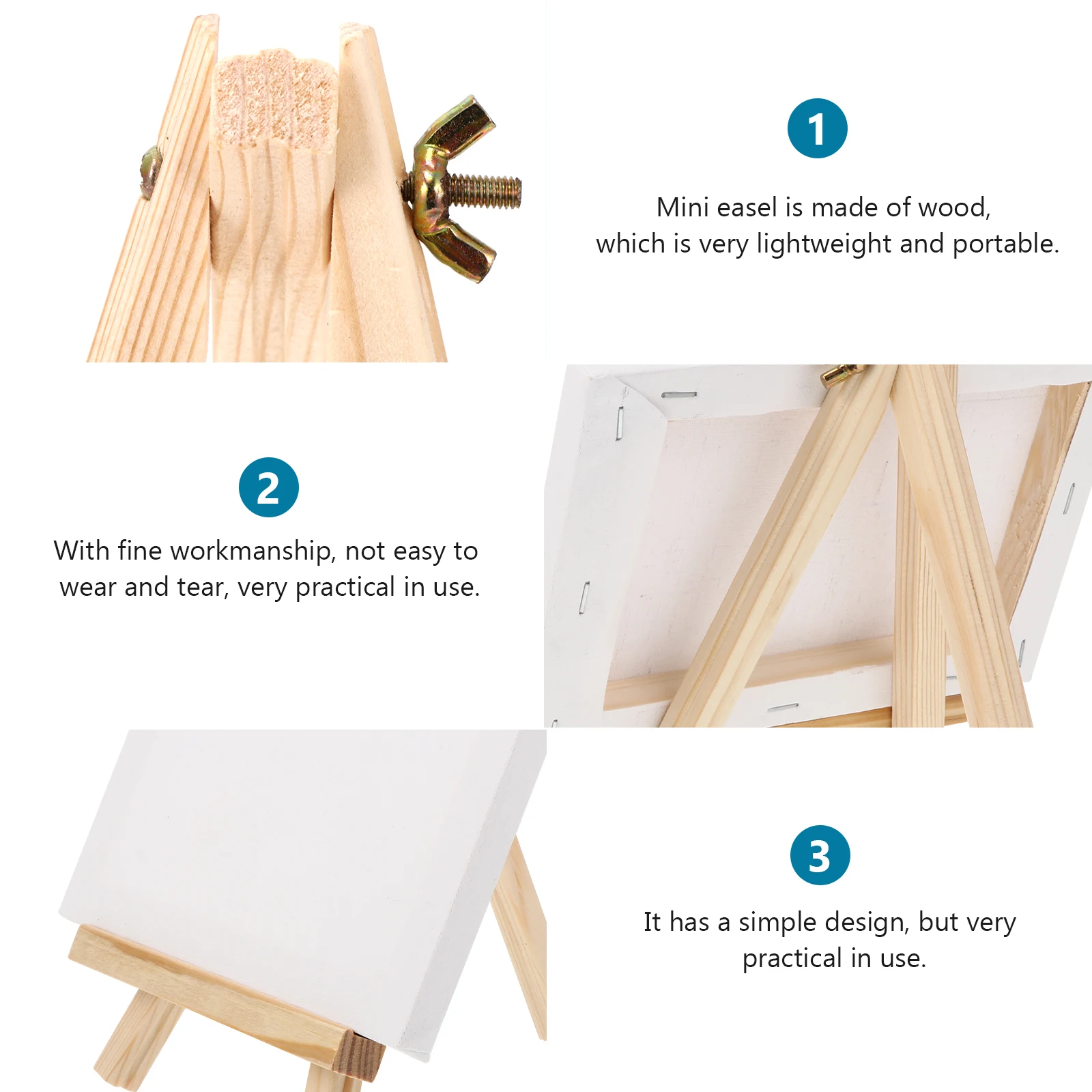 

1 set Wooden Easel Mini Wood Easel for Kids Students Beginners Portable Art Painting Display Rack Tabletop