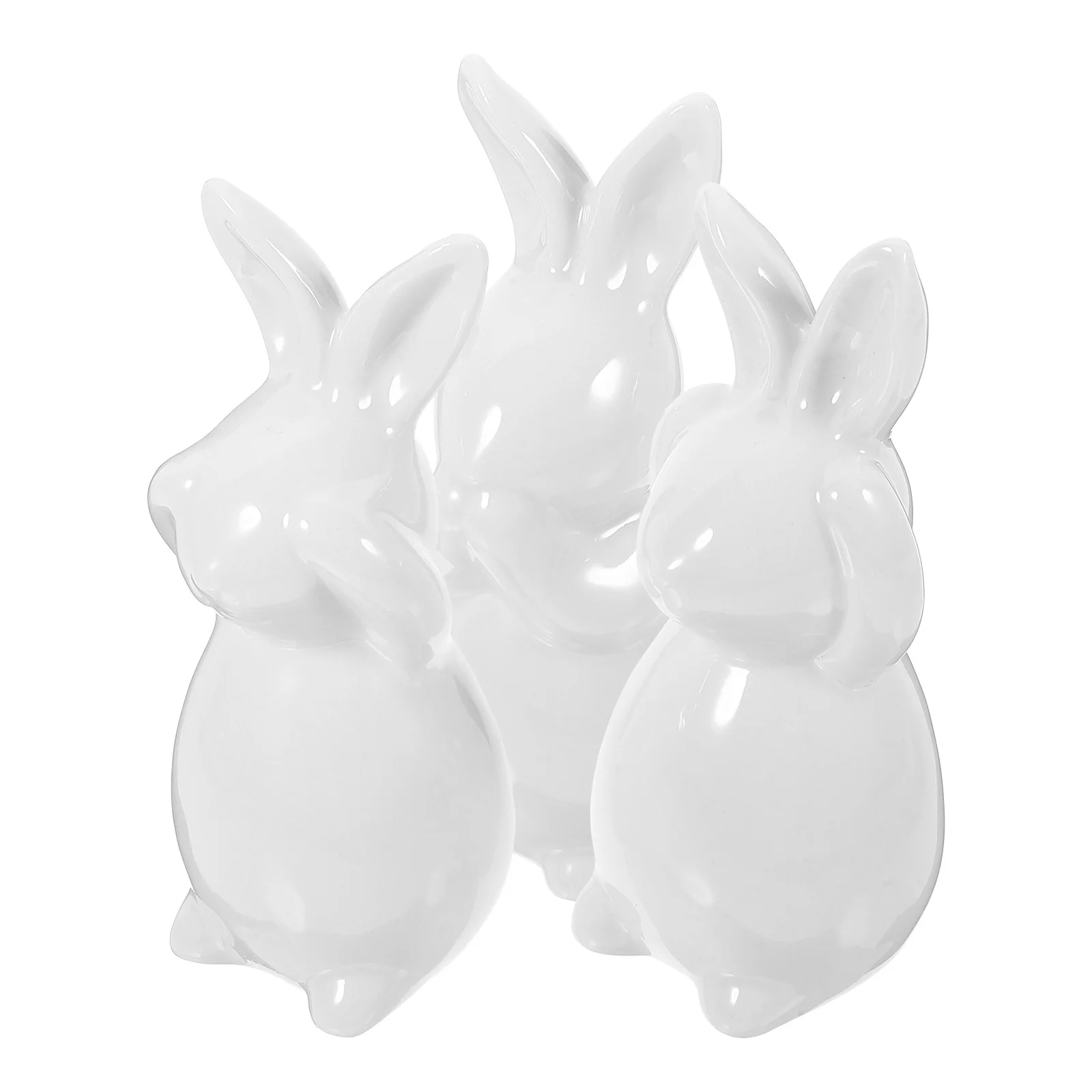 

1Set Ceramic Bunny Statues Nordic White Hear See Speak Easter Home Decoration Ornament Hear See Speak No Bunny Figurines