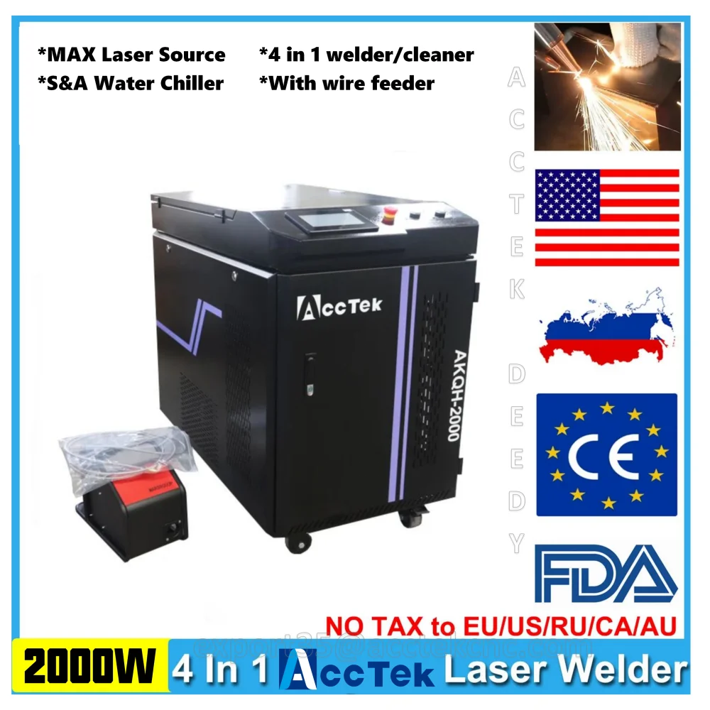 door to door service 2024 NEW 4 IN 1  2000W Fiber Laser Welding Cleaning Cutting Machine Weld Seam Clean Machine water chiller