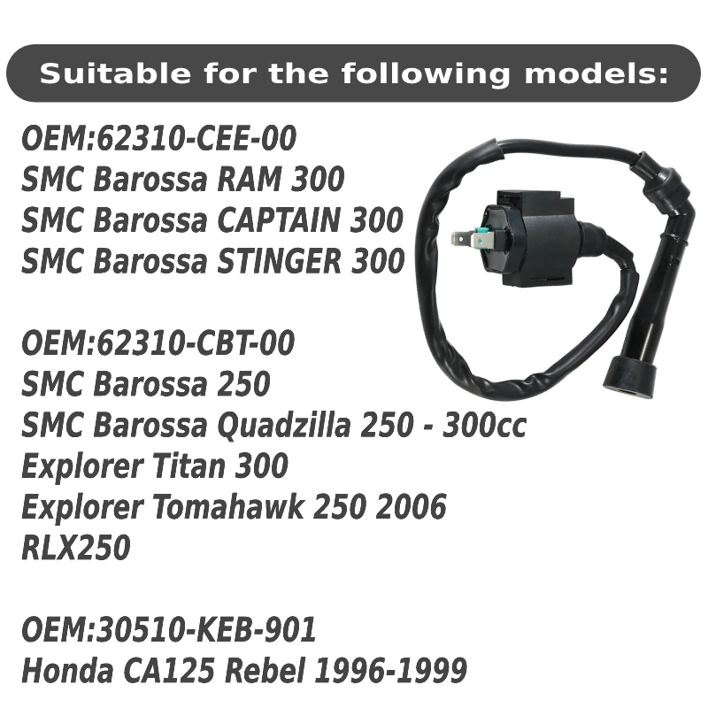 Boat Ignition Coil Assy For SMC Barossa RAM CAPTAIN STINGER 300 Barossa 250 Quadzilla 250 - 300cc 62310-CEE-00 62310-CBT-00