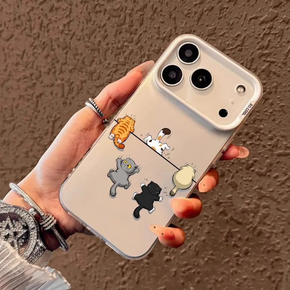 고양이 백 패턴 폰 케이스 아이폰 17 16 15 14 13 12 11 프로/맥스/플러스용 방수 및 충격 방지 백 커버