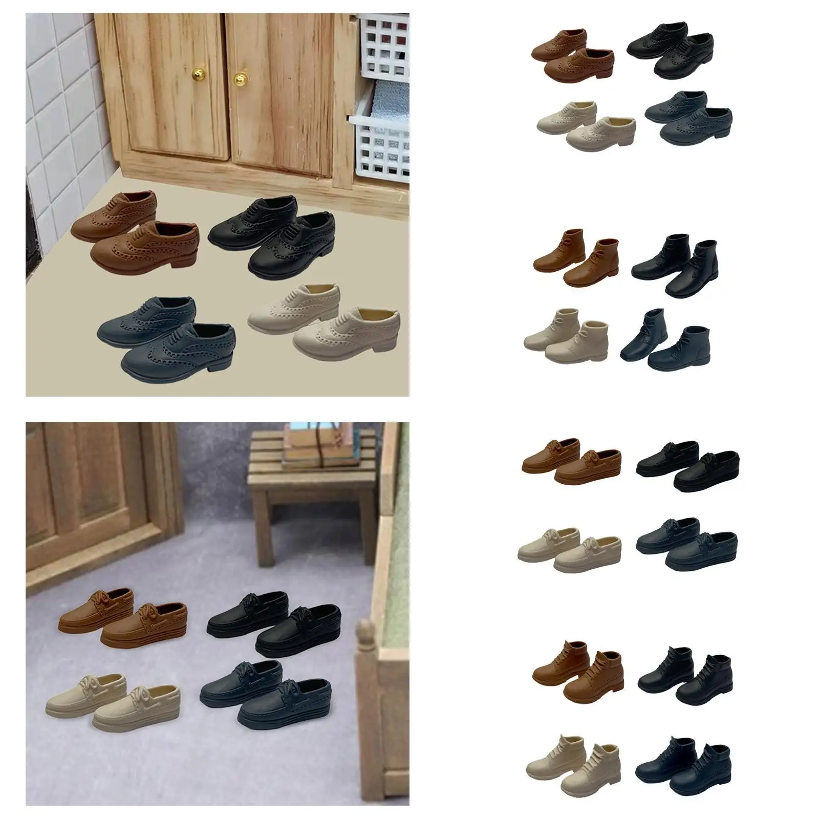 4Pcs 1/6 Scale Shoes Casual Business Accessory Fashion Handmade Toys Miniature for 12in Doll Model Dress up Męskie figurki akcji