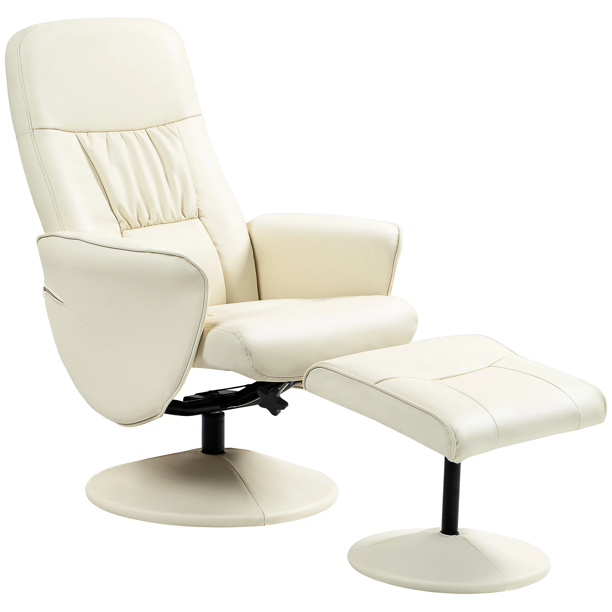 HOMCOM living chair with ottoman footrest upholstered PU 76x81x101 cm cream