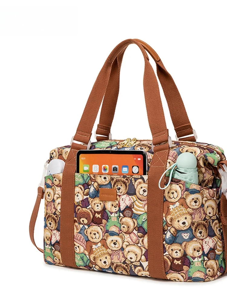 lightweight-travel-bag-women's-large-capacity-handheld-carry-on-bag-fitness-bag-touring-bag-soft-handle-summer-youth-canvas-bag