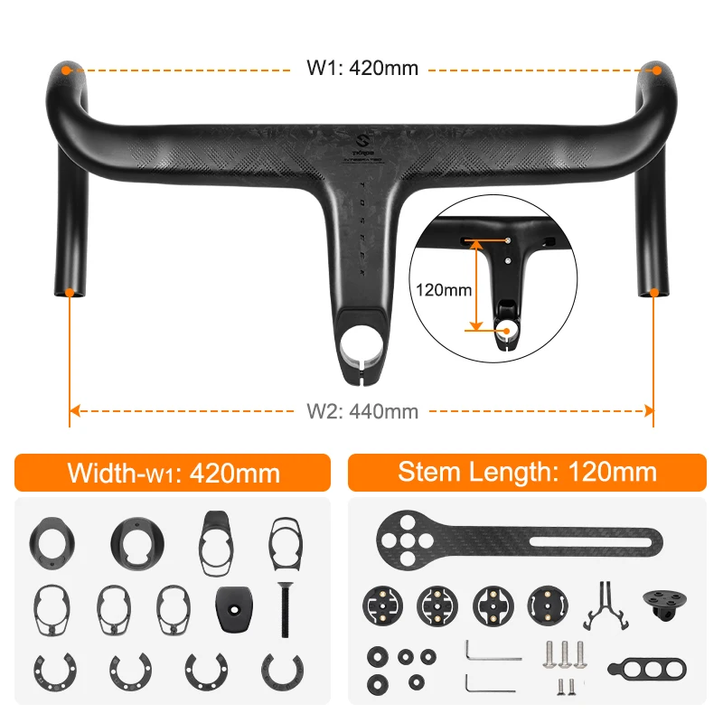 TOSEEK Carbon Stuur Road Carbon stuur T800 Carbon Geïntegreerd Stuur Di2 Fietsaccessoires Carbon Dropbar