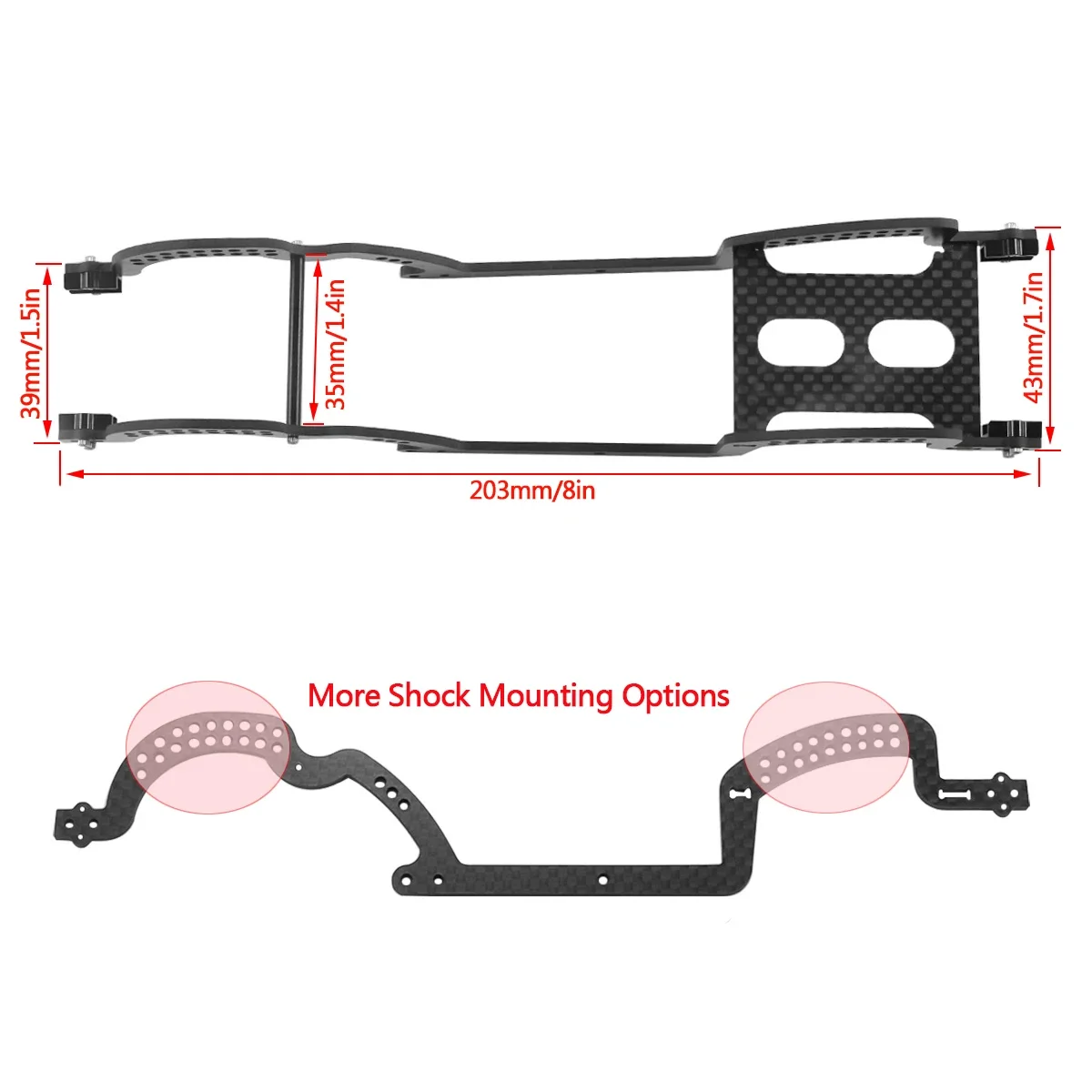 Lightweight Carbon Fiber Frame Rail LCG Chassis Kit for 1/18 RC Crawler Car TRX4M Bronco Defender Upgrade Parts