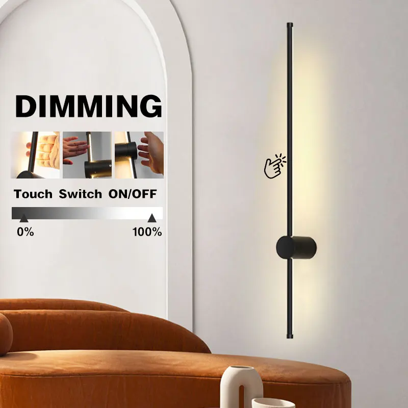 Indoor Lamp Body Touch Switch Dimmable LED Wall Lamps for Corridor Stairs Copper Black LED Wall Lights Wall Sconce for Bedroom