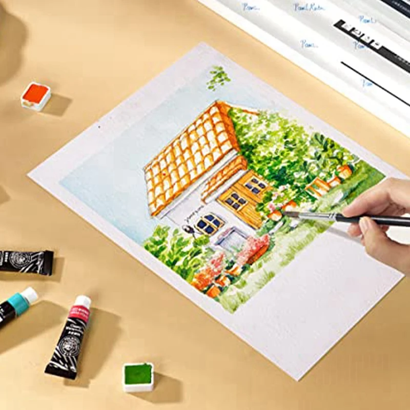 1Set dingin tekan 50% katun & 140Lb /300Gsm asam-gratis massal putih kertas seni (10.63X7.68 inci)