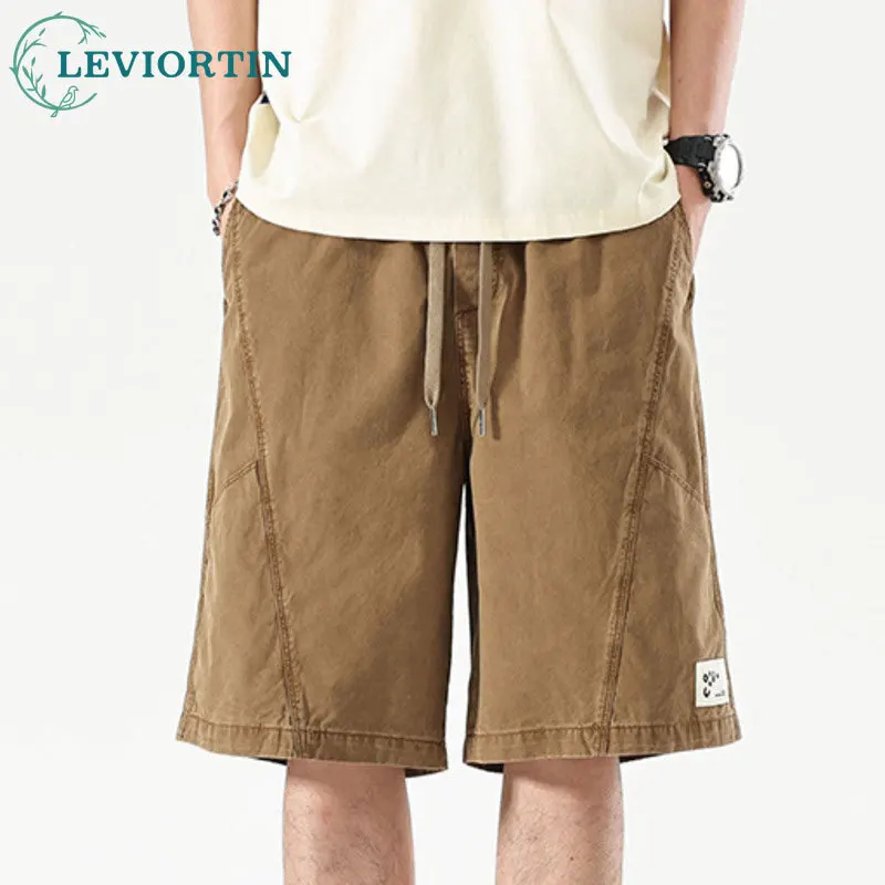 Men's Summer New Style American Fashion Versatile Comfortable Loose Thin Water Washed Casual Solid Color Five Cent Shorts