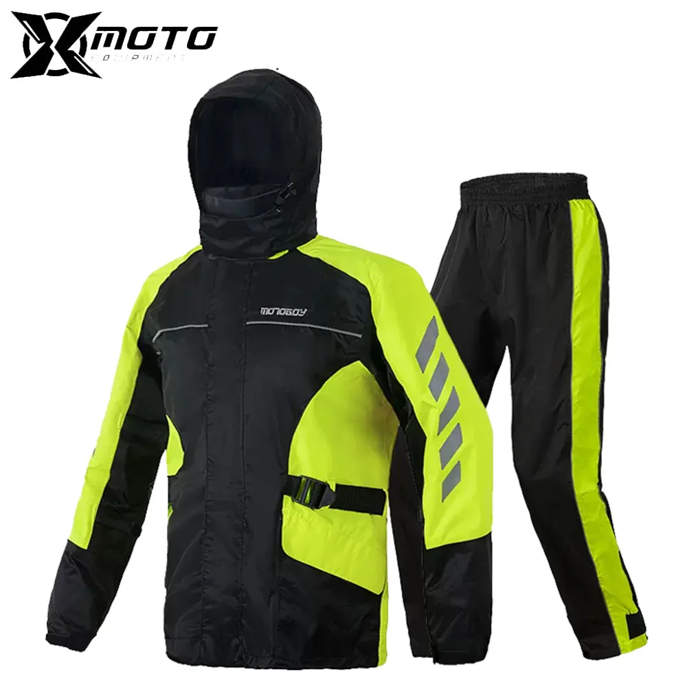 

Waterproof Cycling Raincoat+Rain Pants Lightweight Foldable Windproof Jacket Suits Breathable S-3XL New Motorcycle Raincoat Suit