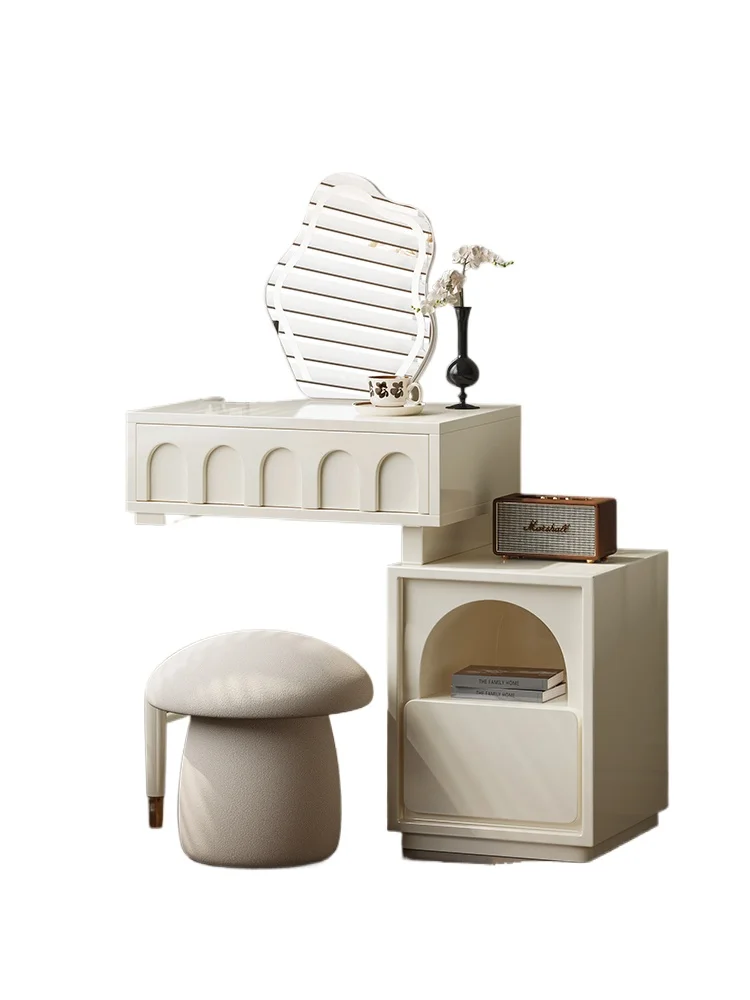 

Dressing table bedroom small apartment storage French cream style 60cm solid wood paint makeup table cabinet