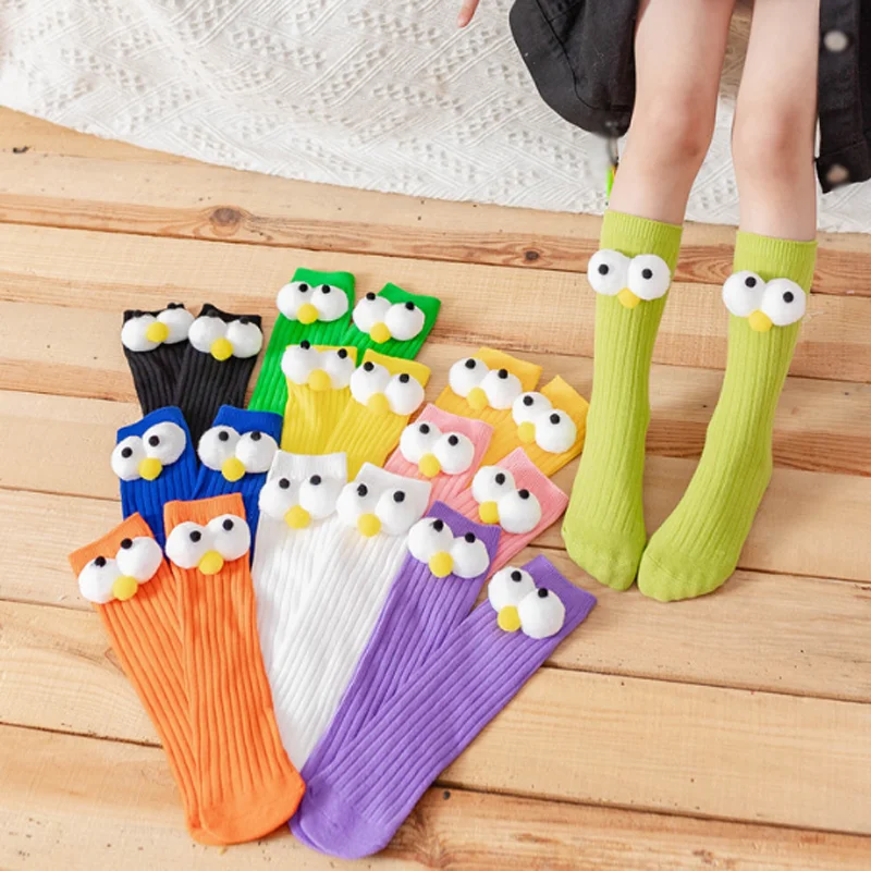 New autumn winter children\'s socks three-dimensional big eyes straight socks for 3-8 years old kids socks