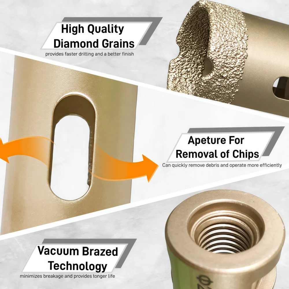 6mm-35mm Dry Diamond Drilling Core Bits Ceramic Tile Hole Saw Cutter Granite Marble Drill Bits with M14 Thread Opener
