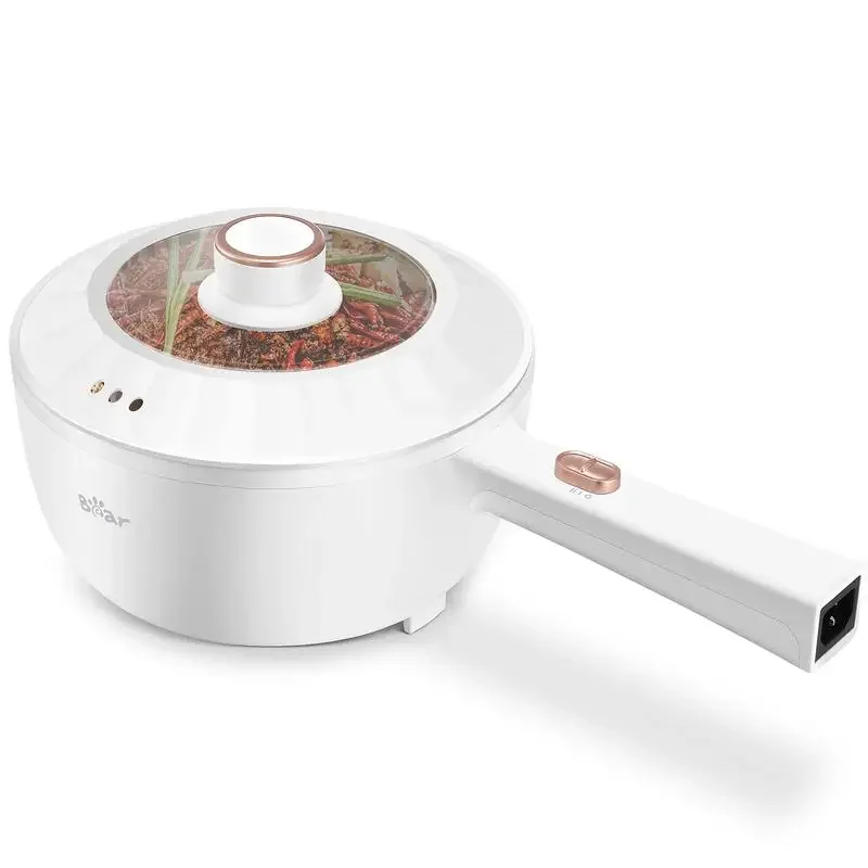 Bear Hot Pot Electric, 2L multifunktionaler tragbarer Topf zum Kochen, 1000 W Rapid Noodles Elektrotopf, antihaftbeschichtete Bratpfannen