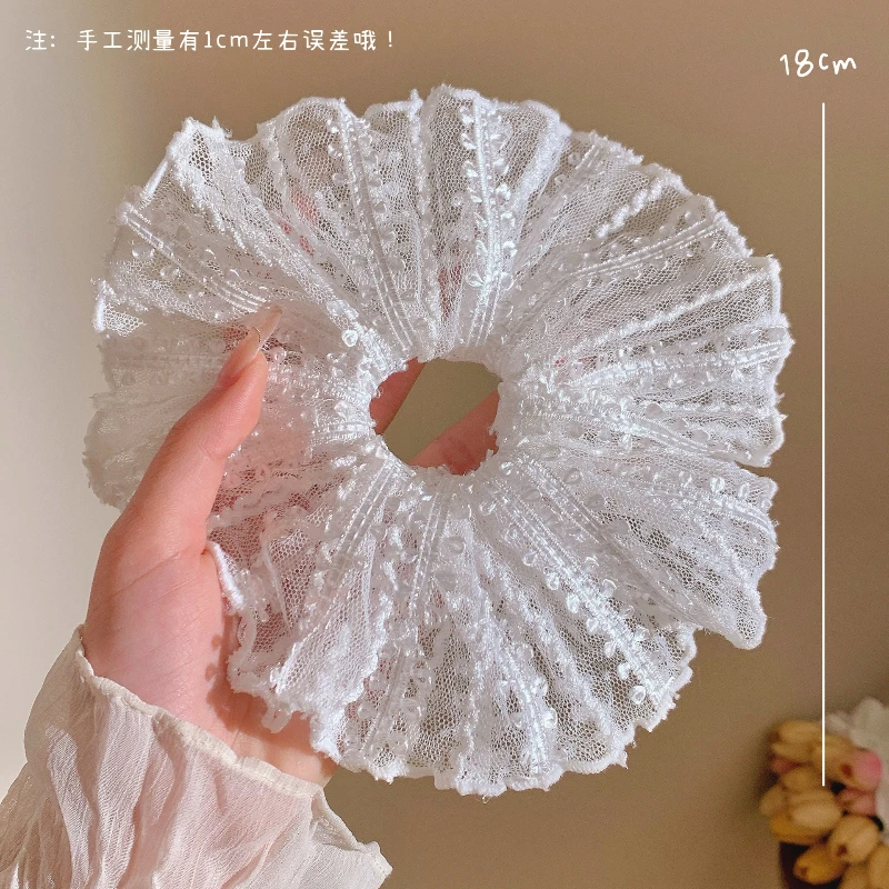 フレンチスイートレース大腸ヘアフープ女性の韓国のハイエンドセンセーション花飾りネクタイポニーテールヘッドロープ飾り