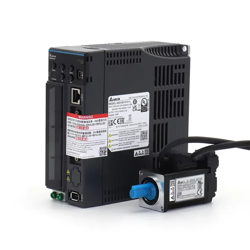 100W B3 Series 0.32N.m 3000rpm AC Servo Motor Driver Kits ASD-B3-0121-L + ECM-B3L-C20401RS1 ASD-B3-0121-E ASD-B3-0121-M