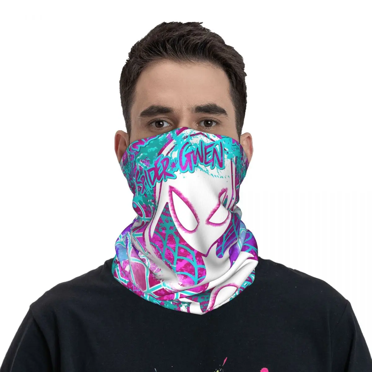 Lovely neighest Spider-Gwen Neck Gaiter Motor cetak Marvel komik syal multifungsi hiasan kepala bersepeda uniseks