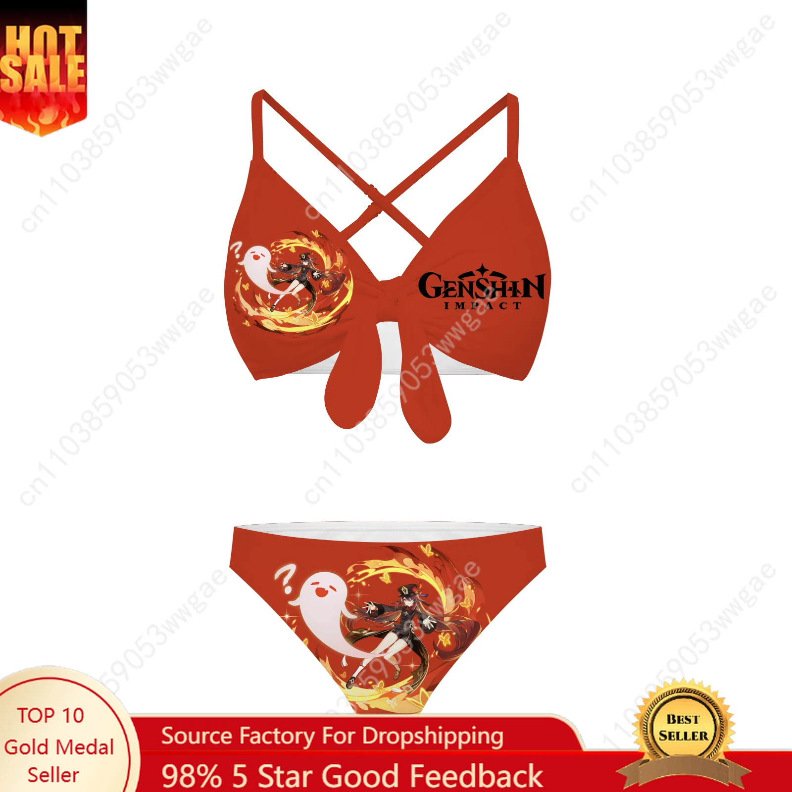 

Genshin Walnut Bathing Suit Cross Strap Suspender Swimsuits Womens Personalized Bikini Pool Beach Swimwear Customized Beachwears