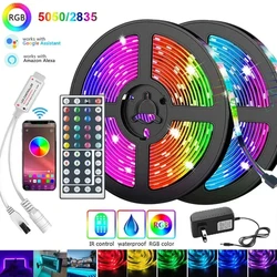 Rgb Led şerit 12V su geçirmez Led ışık açık bant 5050 2835 kendinden yapışkanlı esnek 15M 20M Luces buz dize Led duvar odası bant