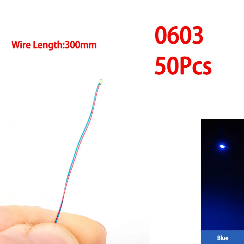 SANMERSEN 50 teile/beutel 0402 0603 0805 1206 SMD Lampe Wired Micro Litz Led Vorgelötet Chip Wired 30 cm 3 V DIY Eisenbahn Modelle Szenen Spielzeug Licht 9