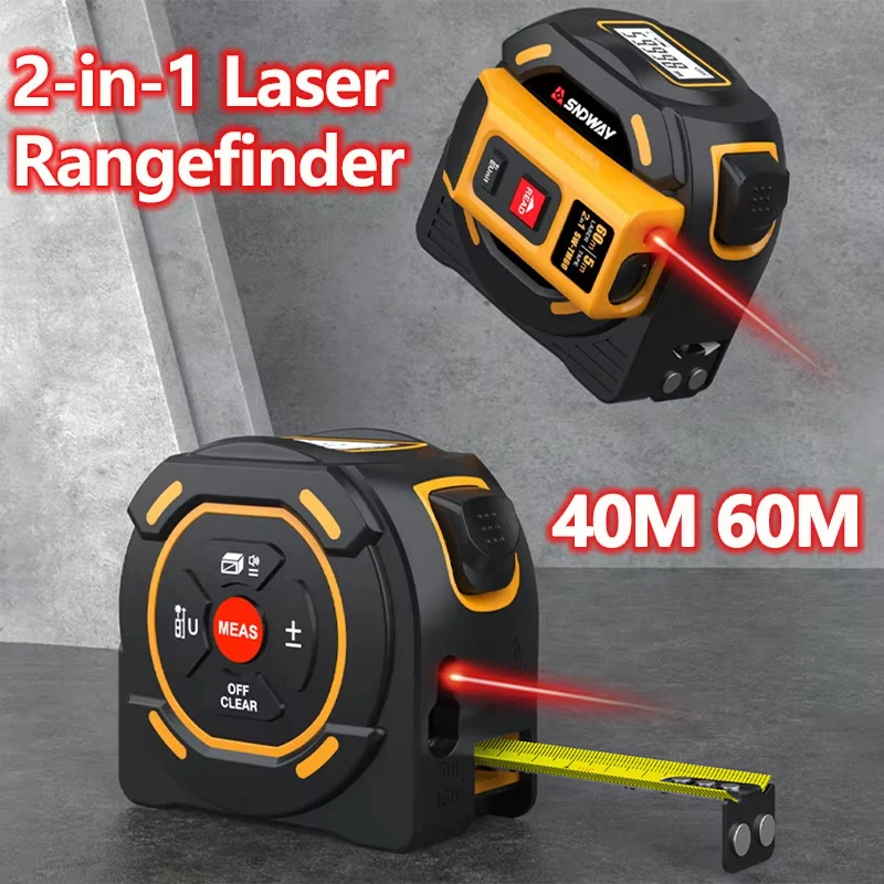 

40M 60M Laser Rangefinder 2-in-1 Digital Tape Measure Distance Meter Retractable Tape 5m Range Finder Laser Distance Meter Ruler