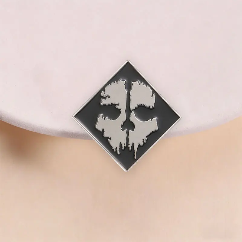 Dripping Rhombus Black Silver Metallic Abstract Enamel Pin Dark Punk Brooch for Jacket Backpack Workwear Style