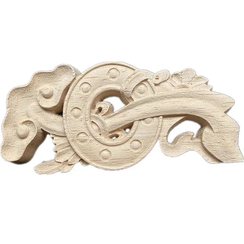 11cm Simple Vintage Wood Carved Decal Corner Onlay Applique Frame Furniture Wall Unpainted Home Cabinet Door Decor Craft