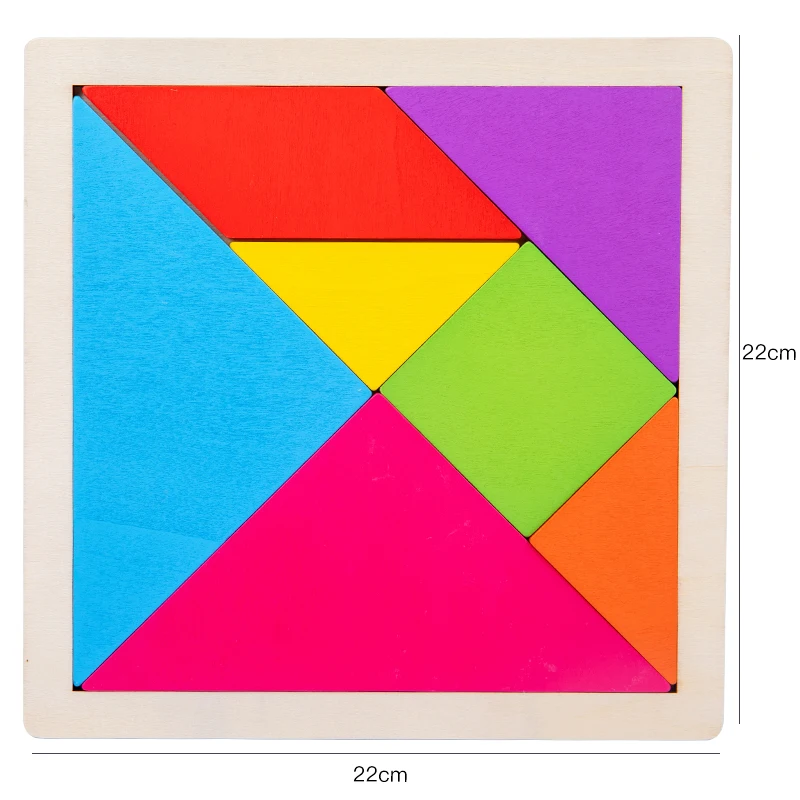 Puzzles Tangram en bois pour enfants avec 7 pièces colorées, jouet d'apprentissage éducatif pour garçons et filles, cadeau de fête amusant