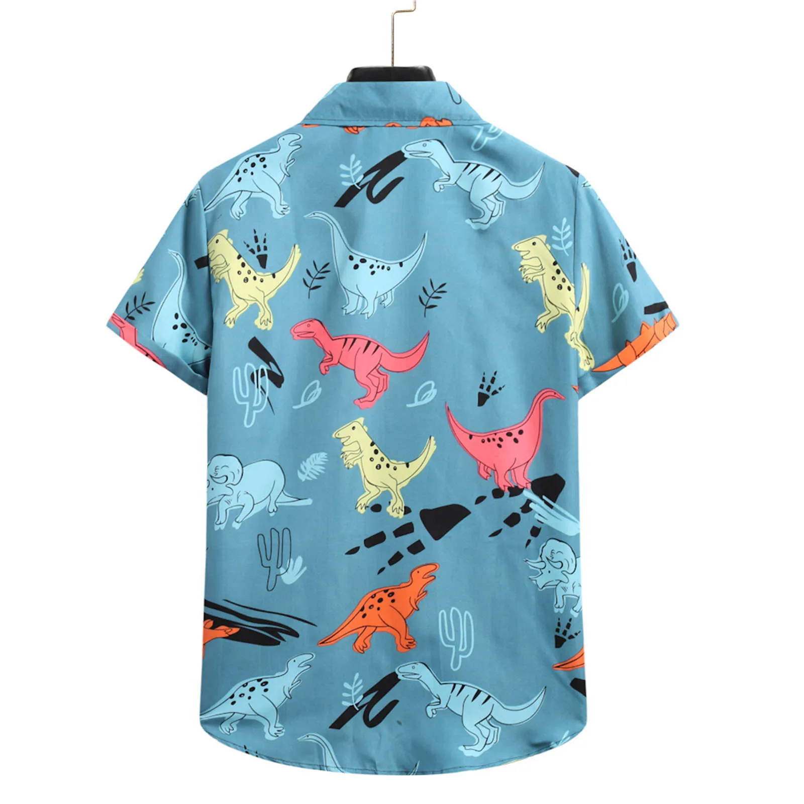 2023 Summer Hawaiian Men's Shirt Beach Dinosaur Printed Shirts for Men Casual Short Sleeve Oversized Clothing Tops Camisa Homme