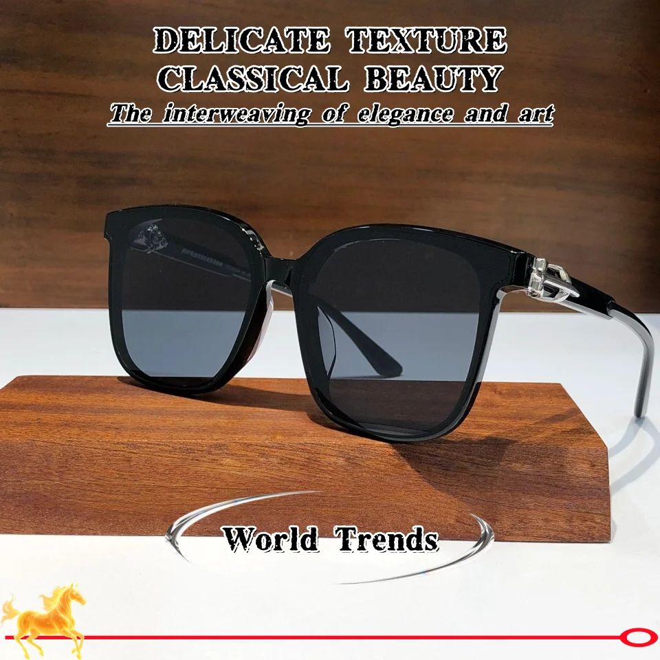 New High-end Fashion Large Frame Acetate Sunglasses Men's and Women's Casual Retro Carved Outdoor Travel UV400 Luxury Sunglasses