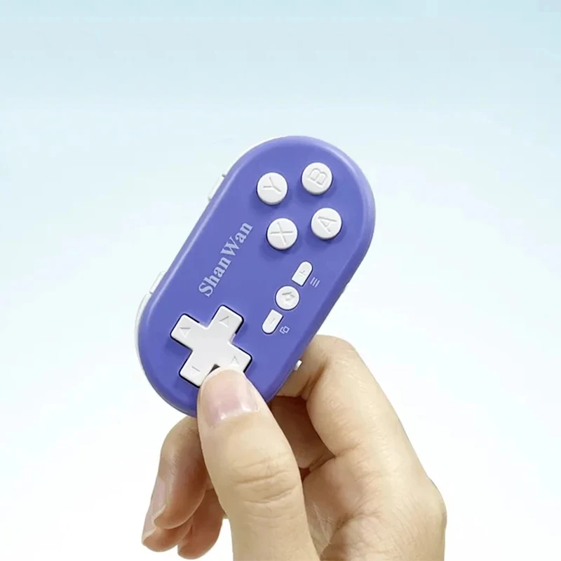 Shanwan Gamepad Mini nirkabel, kontroler Bluetooth mikro ukuran saku untuk Switch/Android/iOS dan Windows